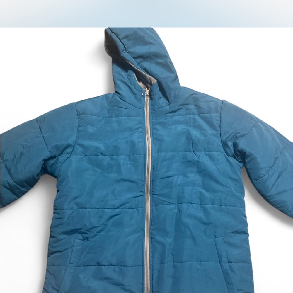 Women’s Teal Blue and Gray fleece lined hooded jacket . #Winter